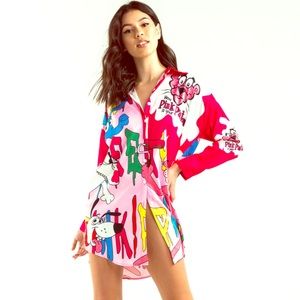 Akira pink panther think pink shirt dress sz S